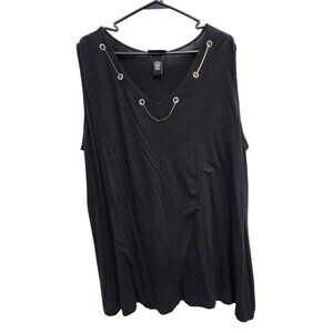 AnyWear by Catherines Womens Tunic Tank Top Size 2X Black Chain Neck  Sleeveless